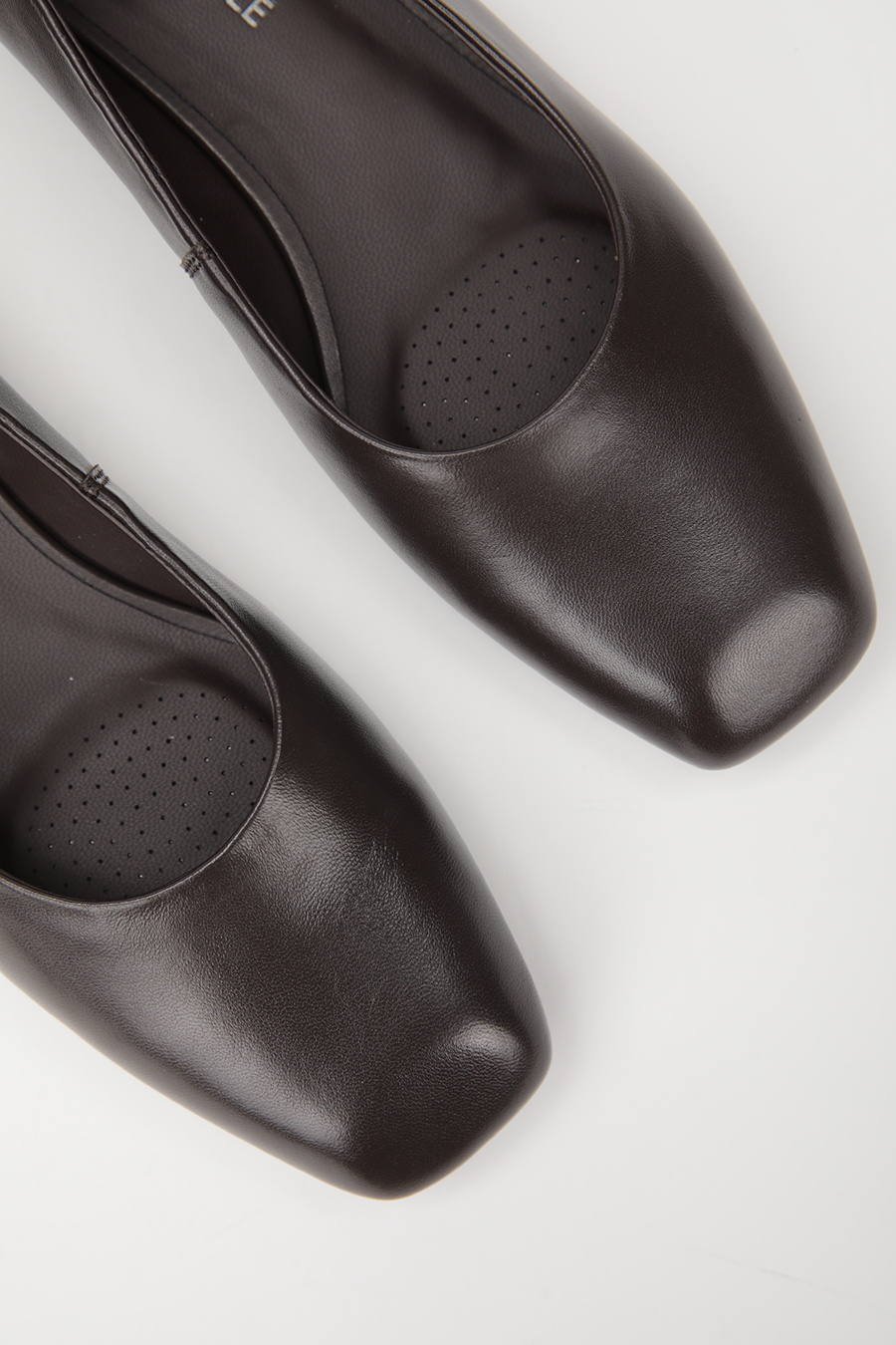 Square Toe Leather Ballet Flats