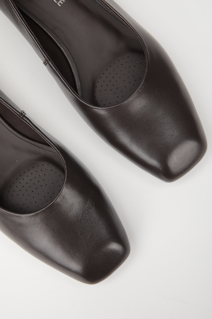 Square Toe Leather Ballet Flats