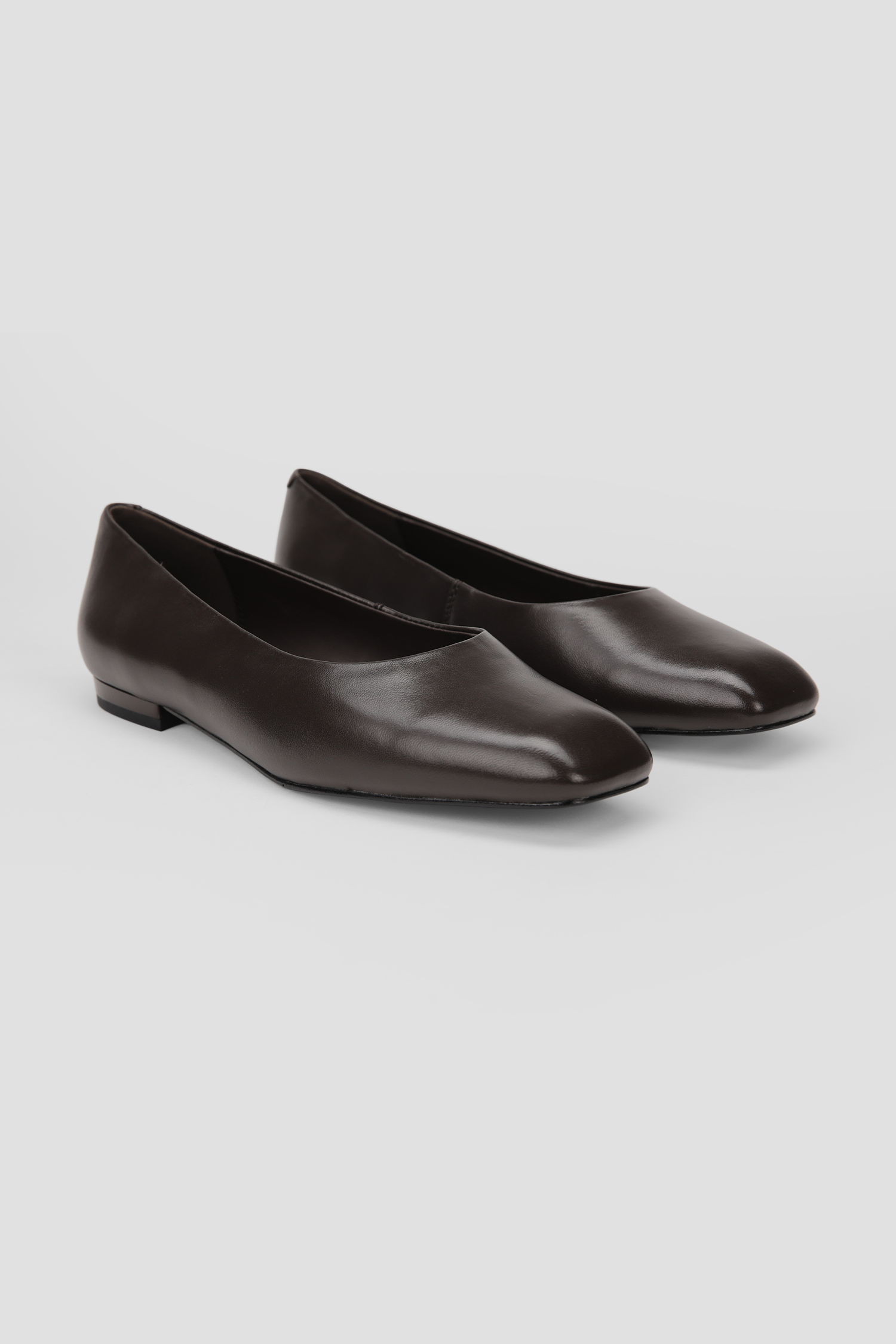 Square Toe Leather Ballet Flats