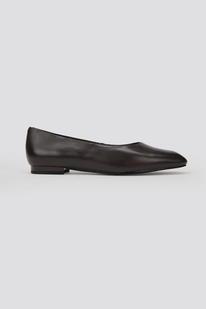 Square Toe Leather Ballet Flats