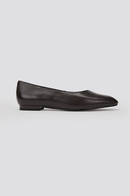 Square Toe Leather Ballet Flats