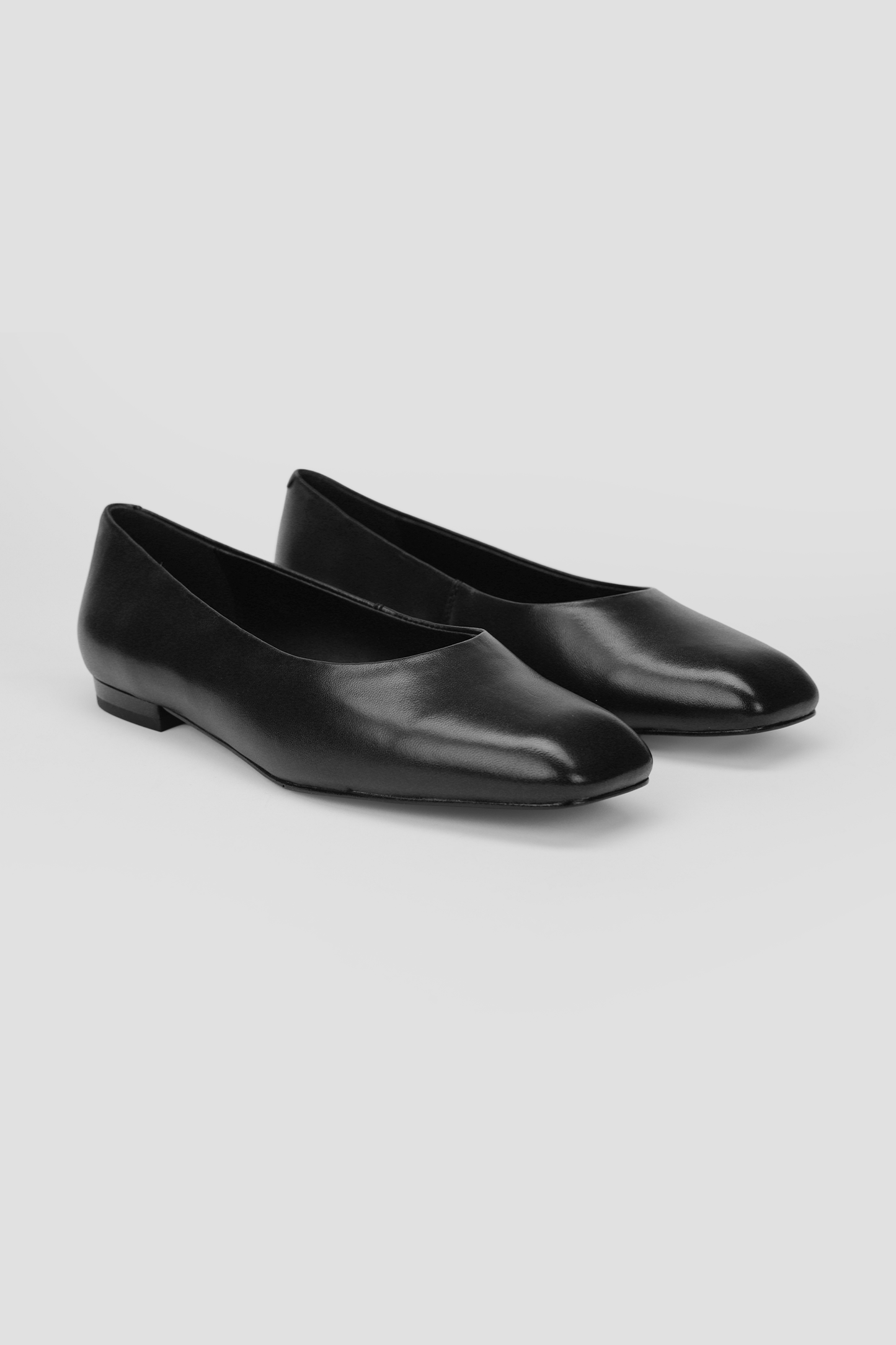 Square Toe Leather Ballet Flats