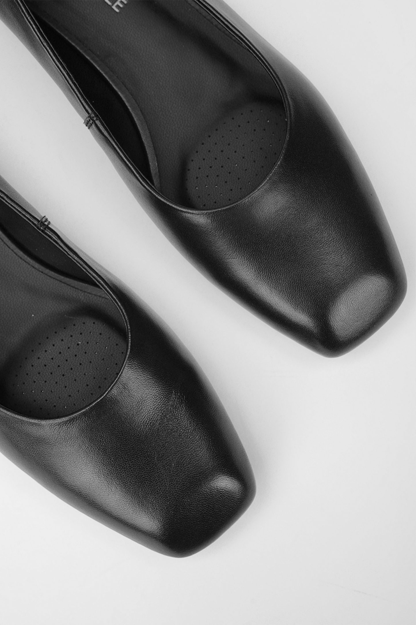 Square Toe Leather Ballet Flats