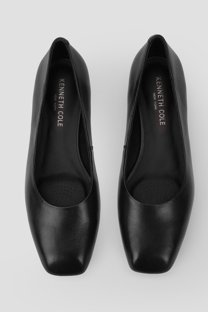 Square Toe Leather Ballet Flats