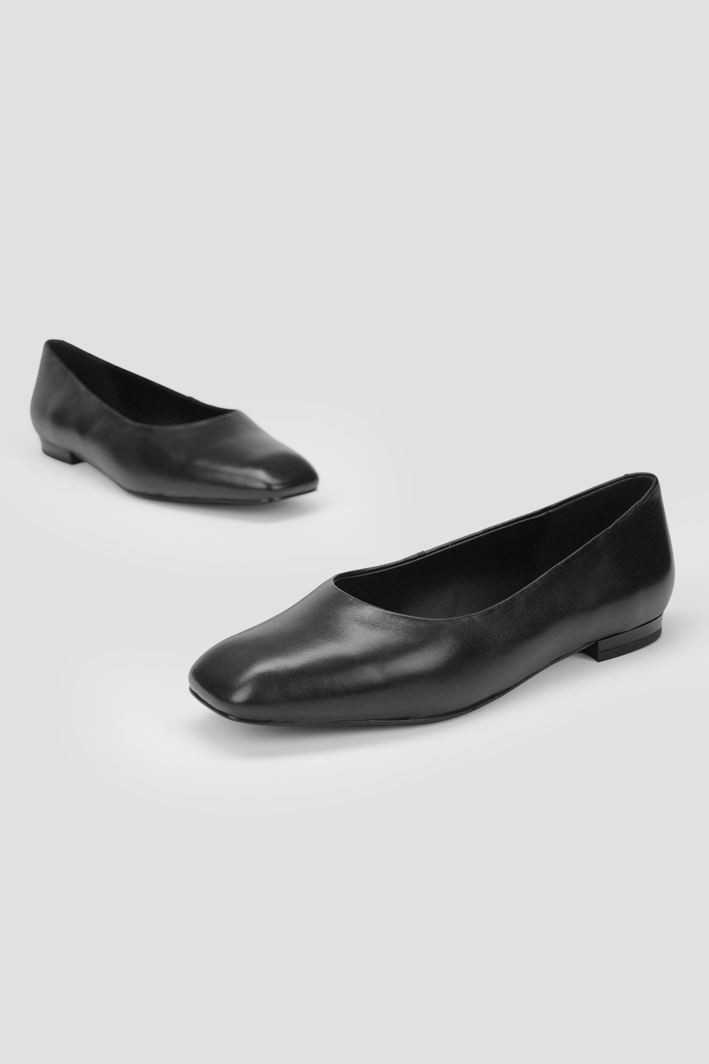 Square Toe Leather Ballet Flats