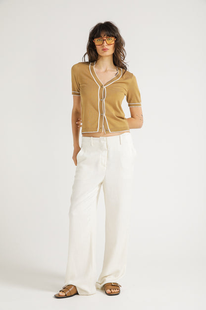 Knit Cardigan With Short Sleeve