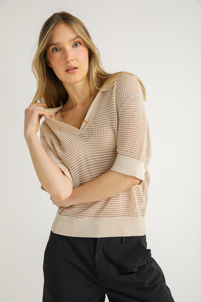 Mesh Polo T Shirt