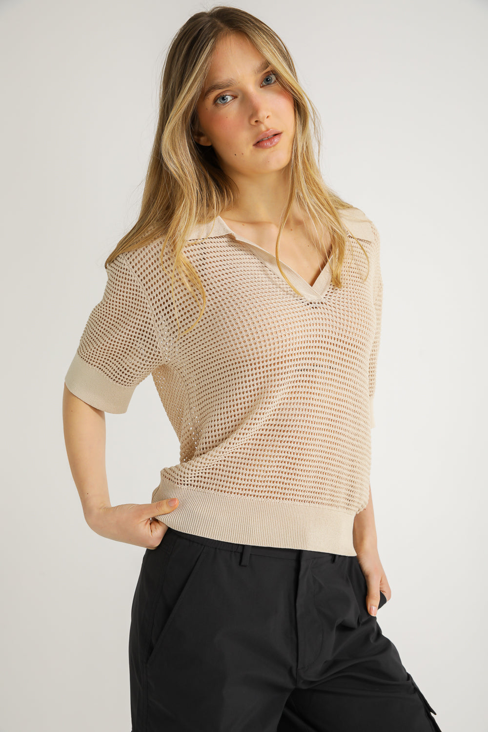 Mesh Polo T Shirt
