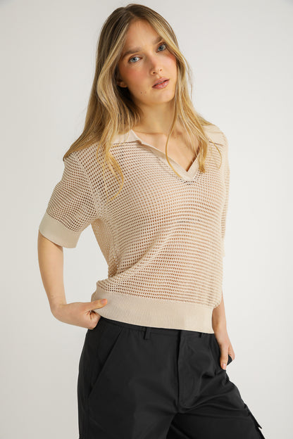 Mesh Polo T Shirt