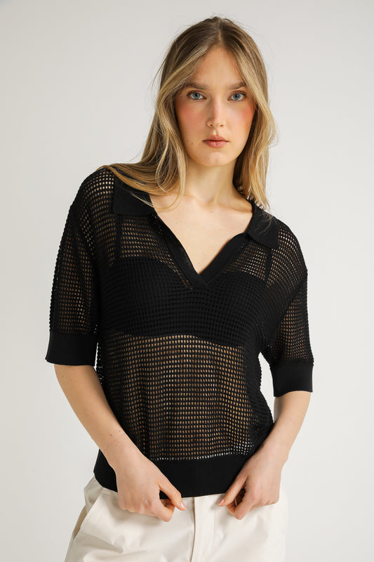 Mesh Polo T Shirt