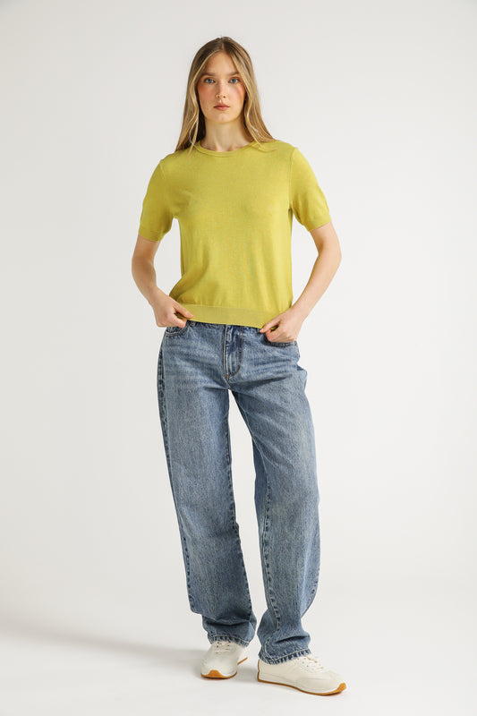Ribbed Knit T Shirt