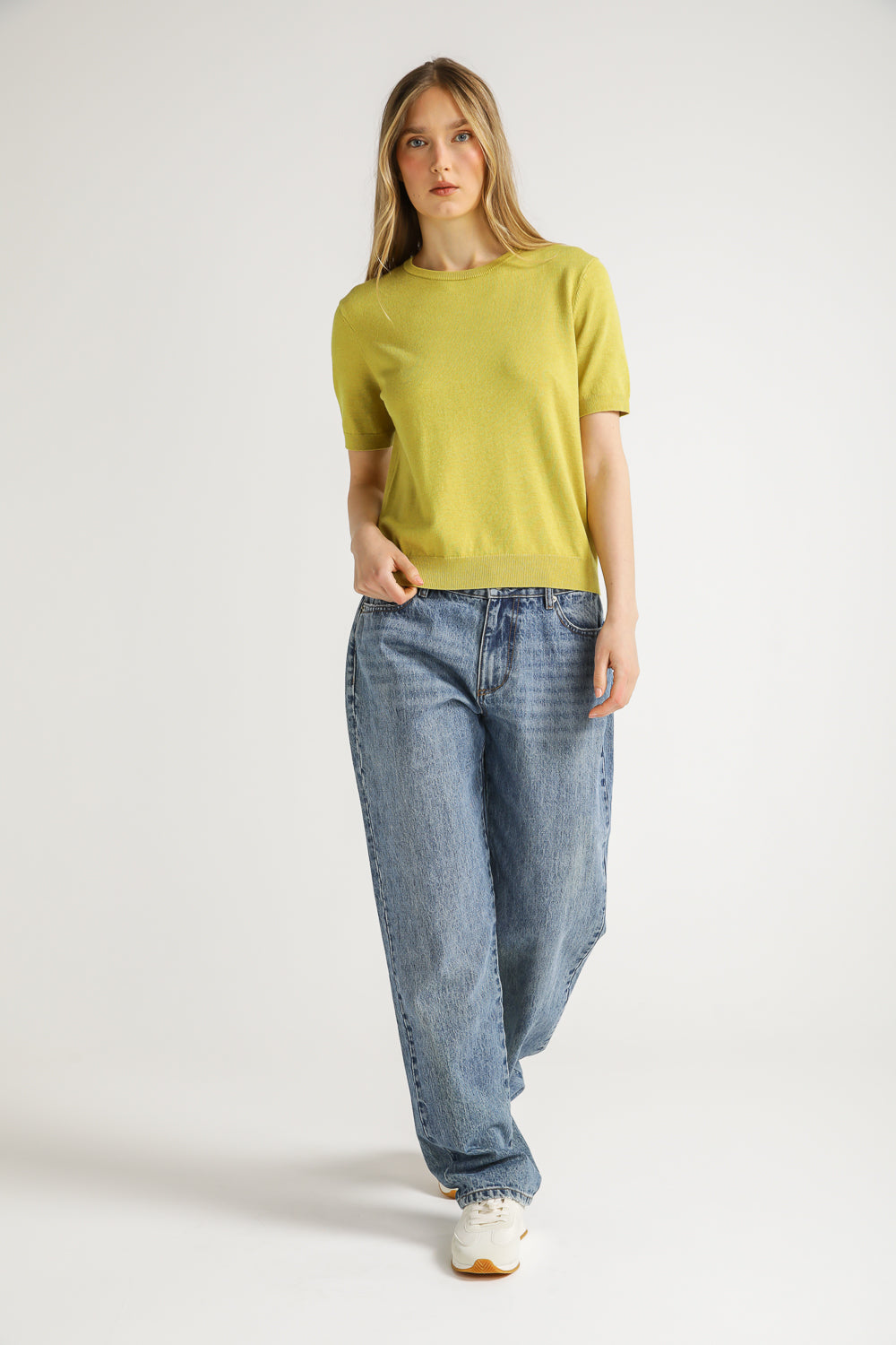 Ribbed Knit T Shirt