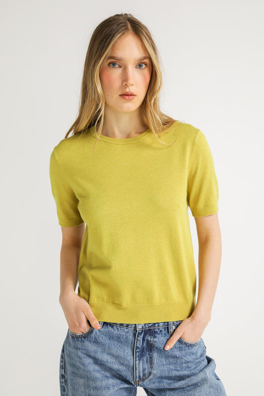 Ribbed Knit T Shirt