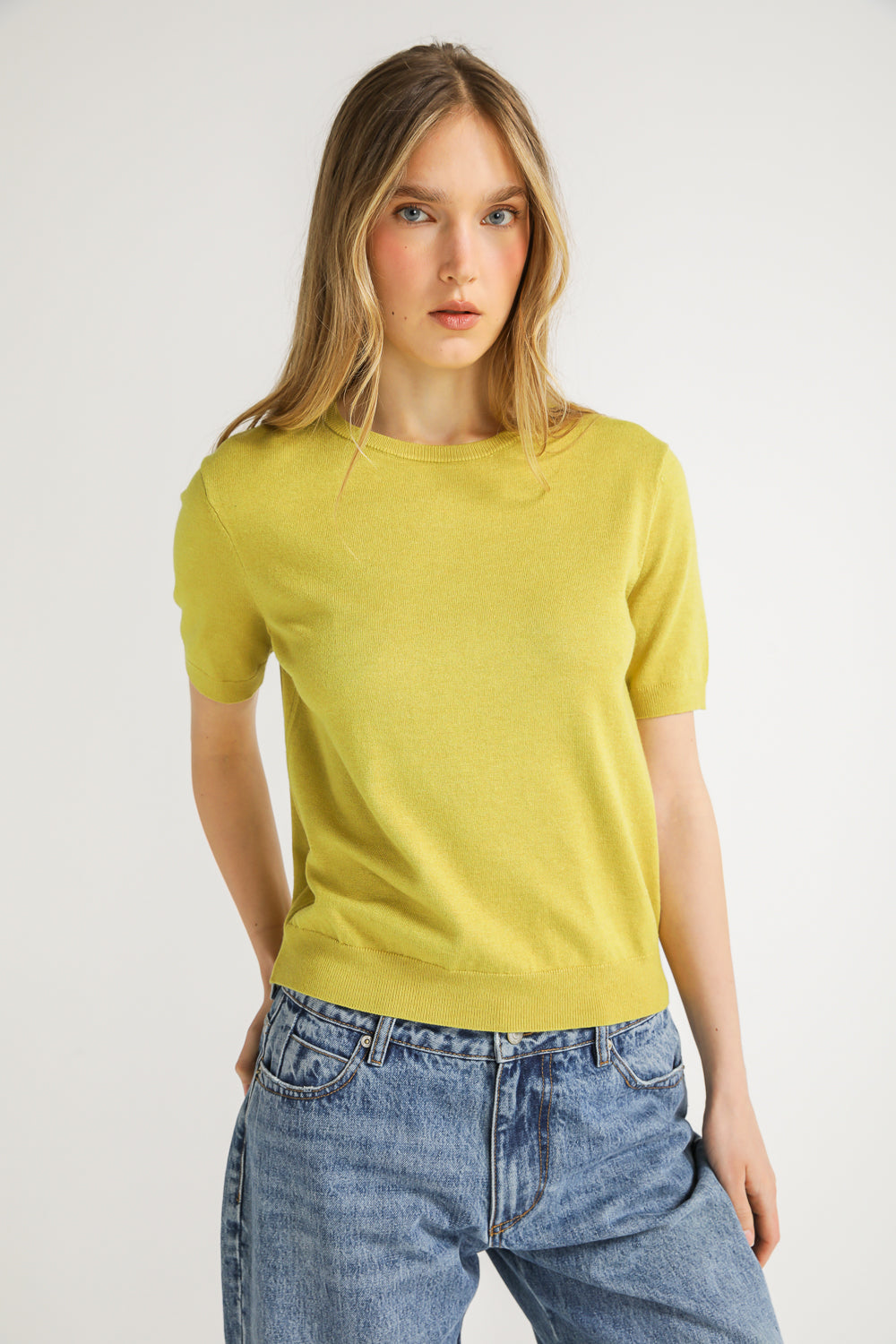 Ribbed Knit T Shirt