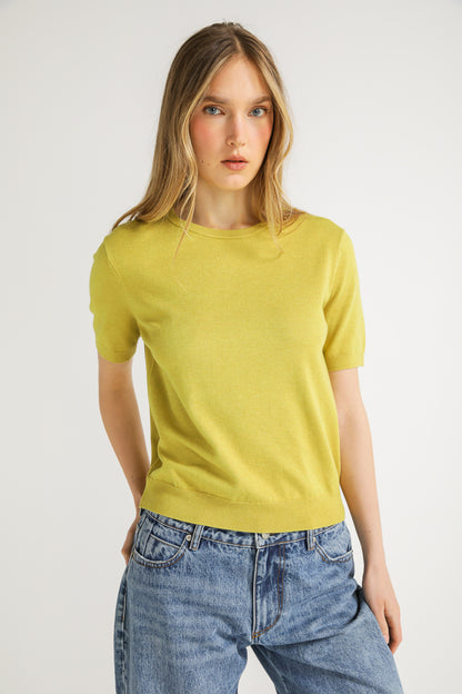 Ribbed Knit T Shirt