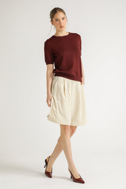 Ribbed Knit T Shirt