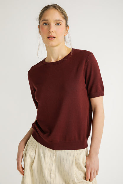Ribbed Knit T Shirt