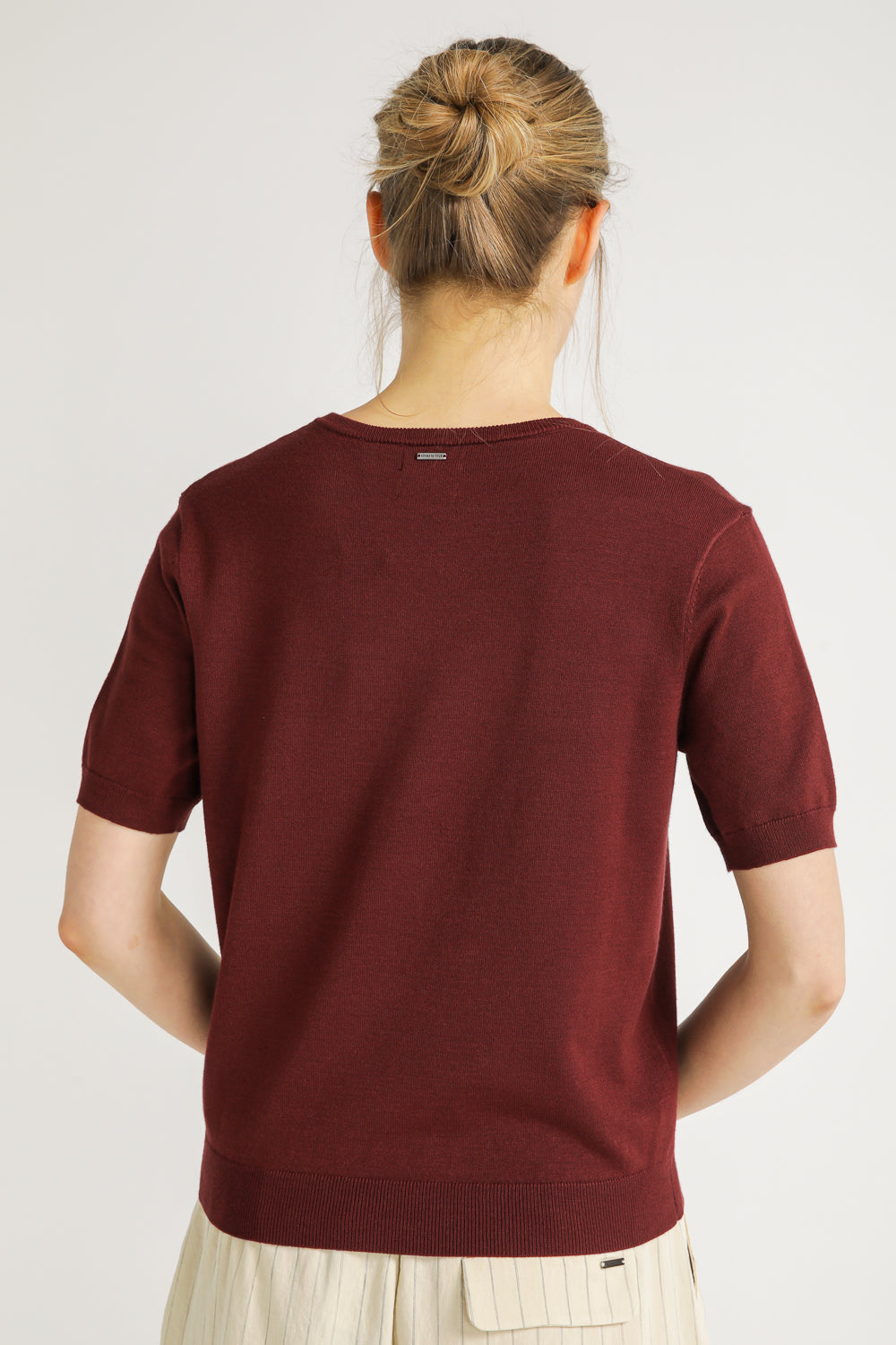 Ribbed Knit T Shirt