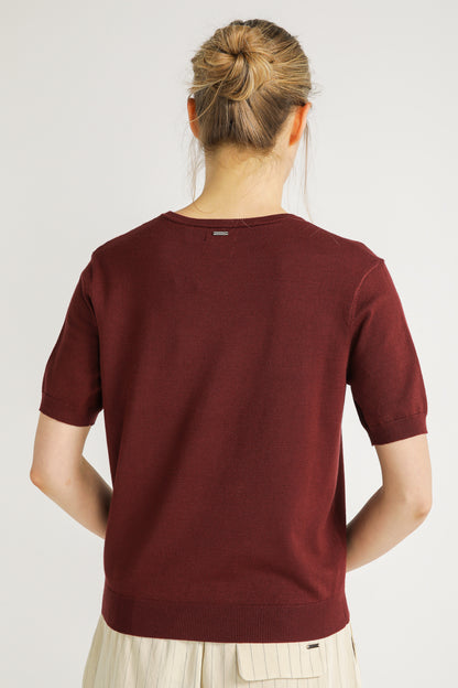 Ribbed Knit T Shirt