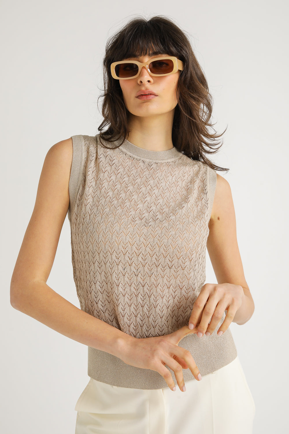 Textured Knit Sleeveless Top