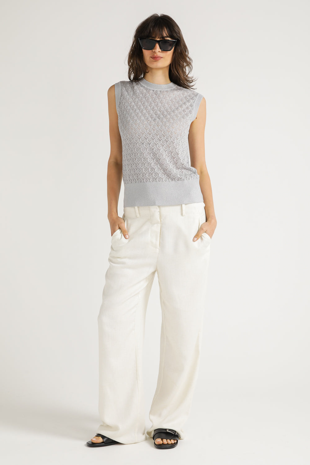 Textured Knit Sleeveless Top