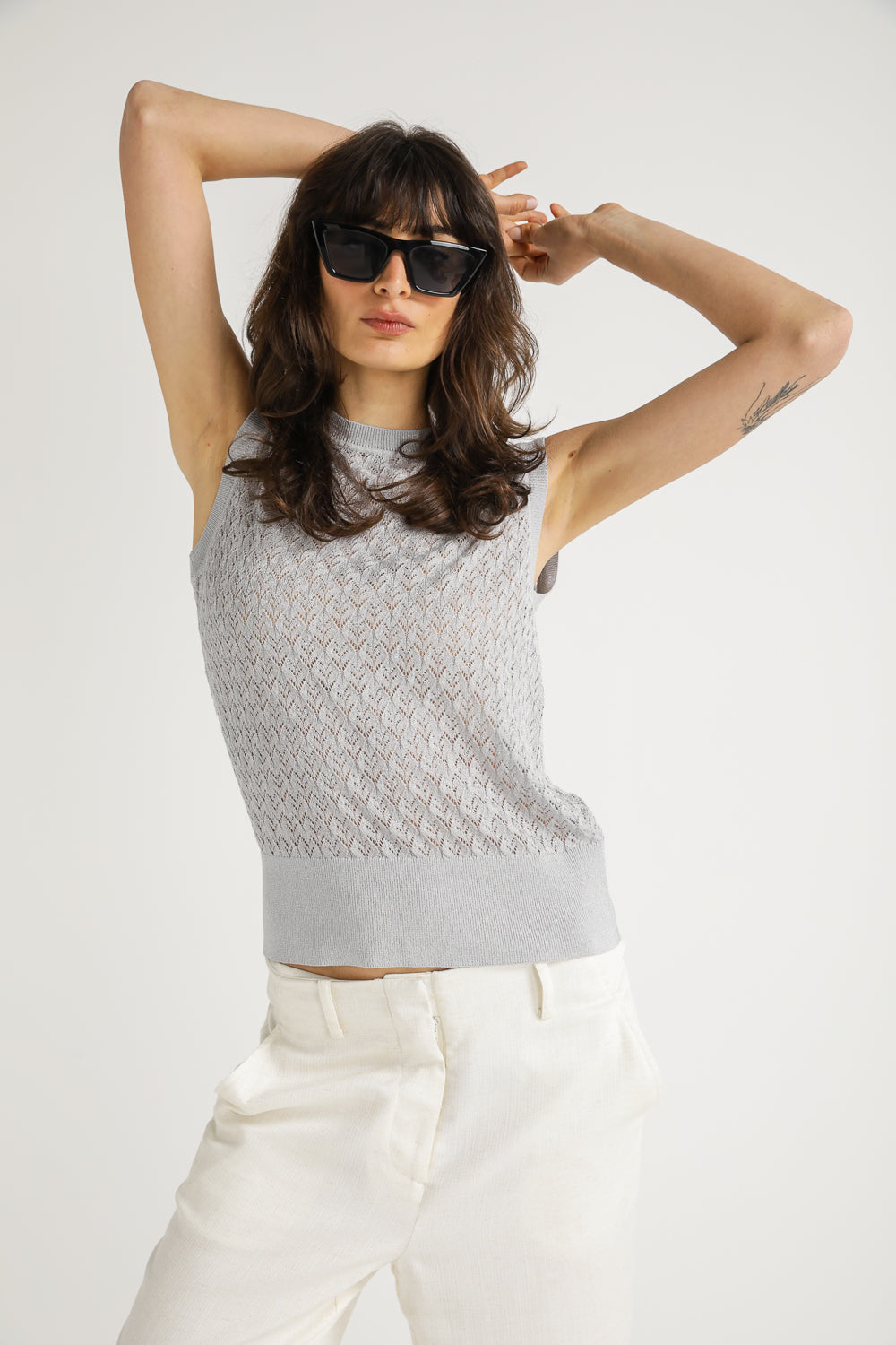 Textured Knit Sleeveless Top