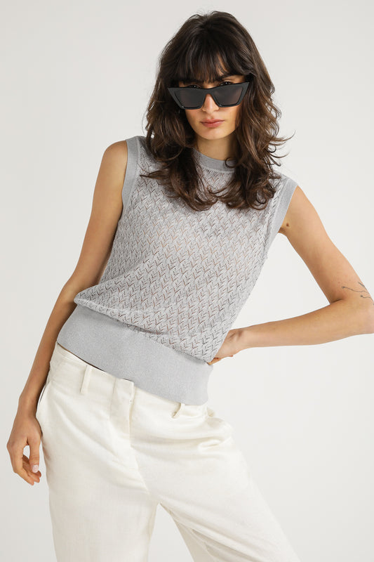 Textured Knit Sleeveless Top