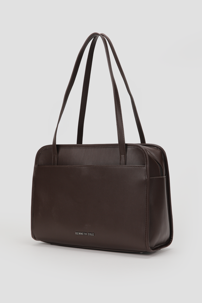 Structured Faux Leather Shoulder Bag