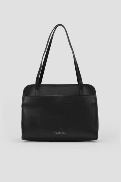 Structured Faux Leather Shoulder Bag
