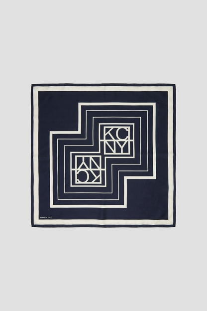 Blue Geometric Logo Scarf