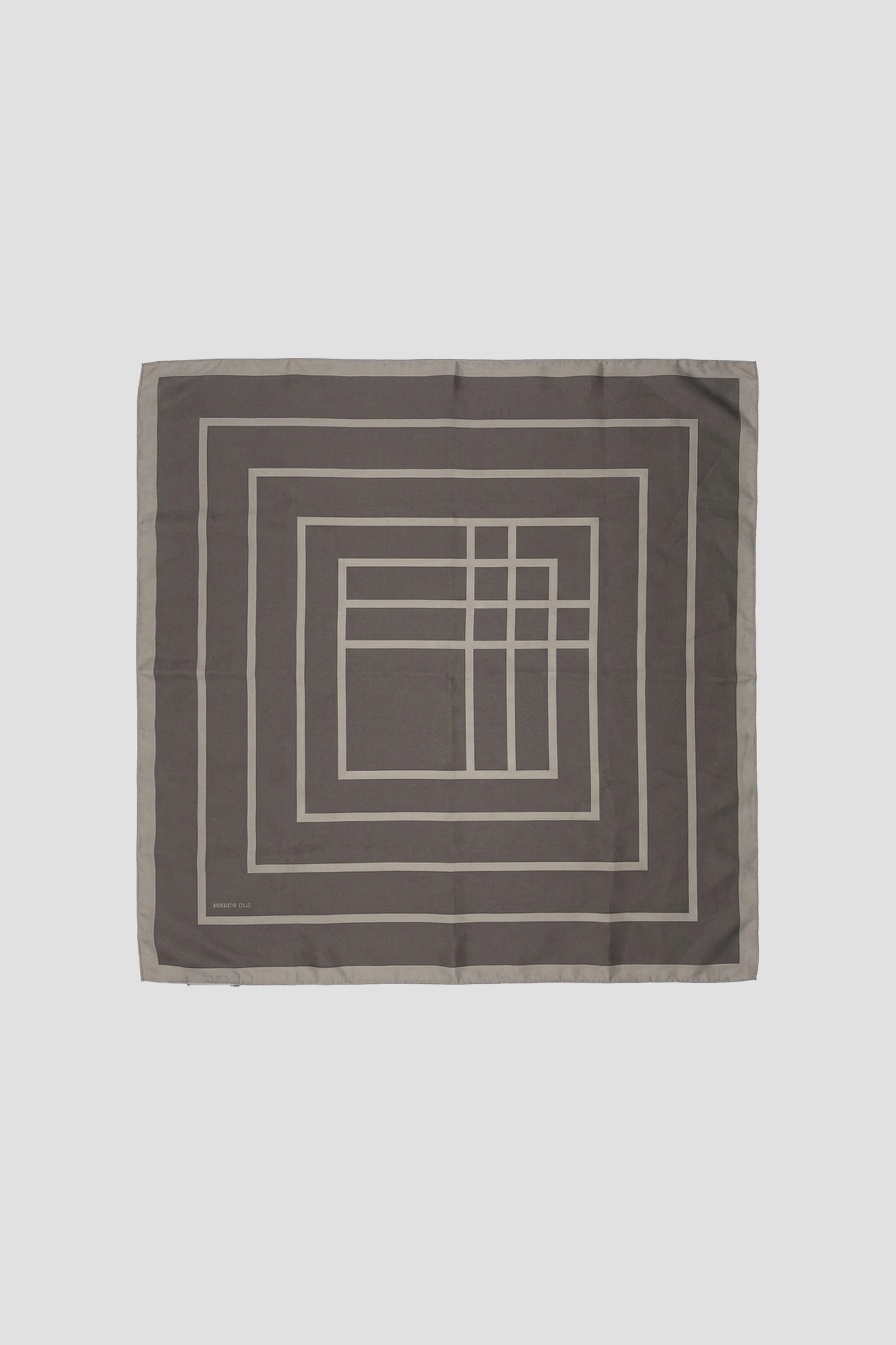 Brown Scarf with Minimalist Geometric Square Print