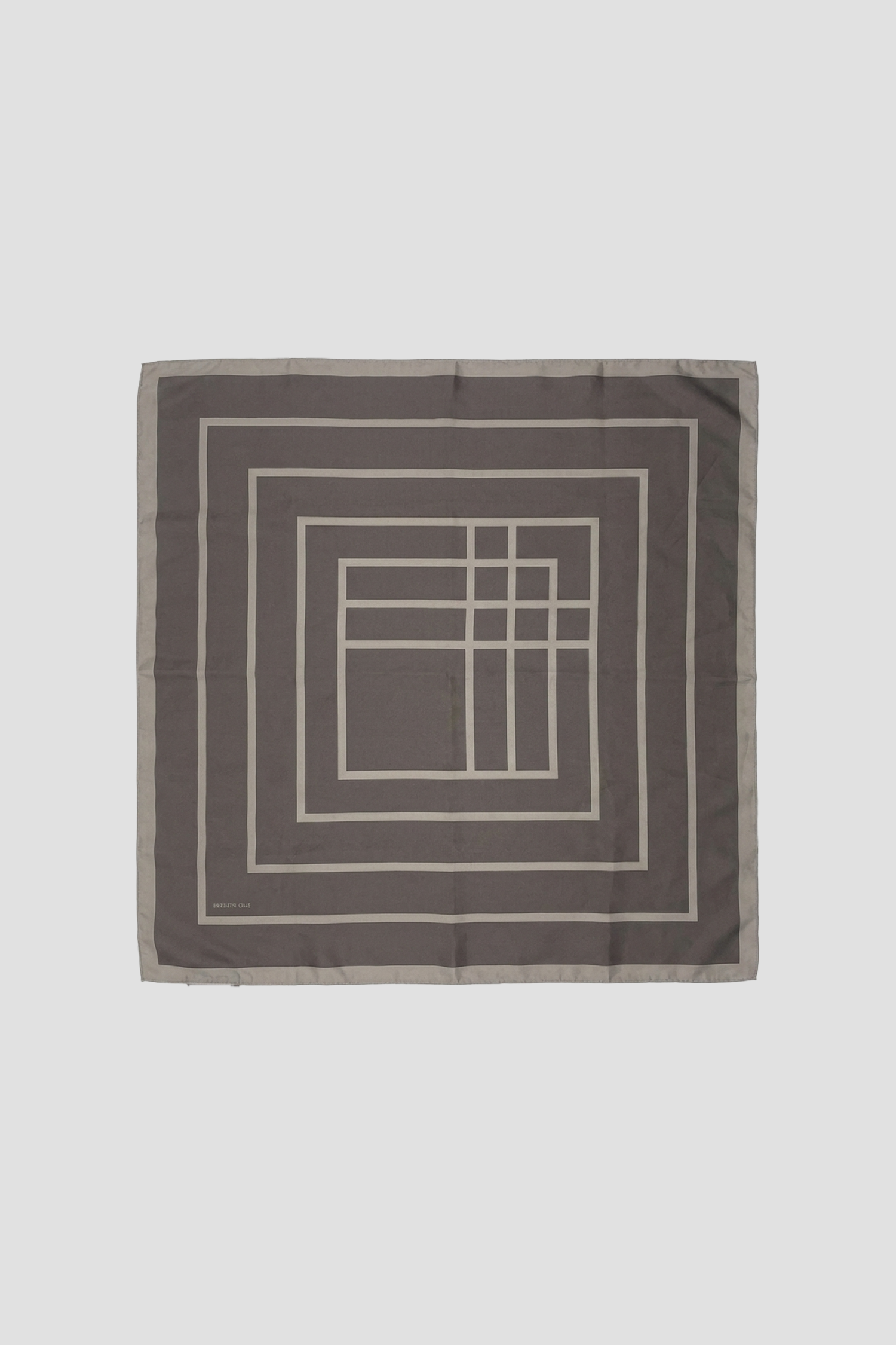 Brown Scarf with Minimalist Geometric Square Print