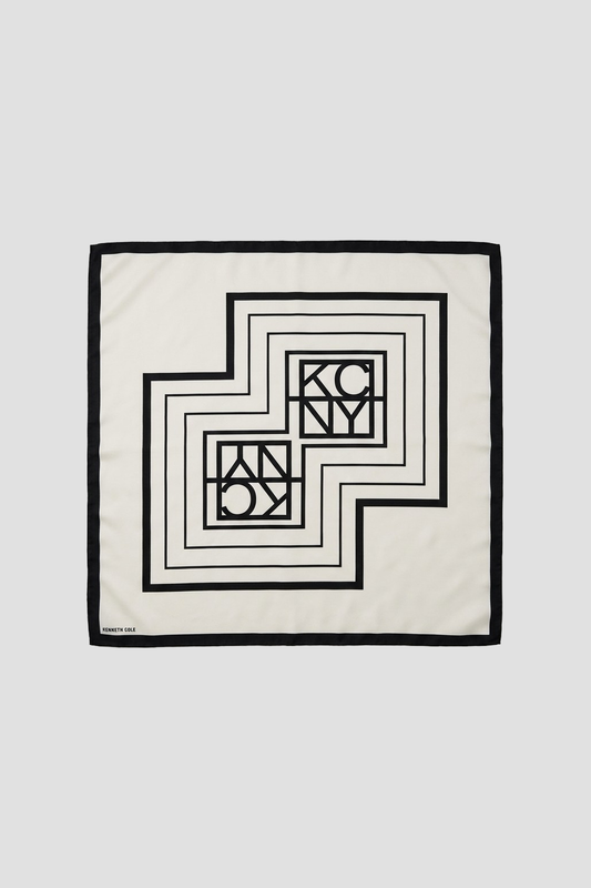 Cream Geometric Logo Scarf
