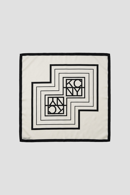 Cream Geometric Logo Scarf