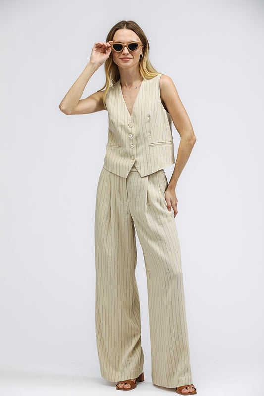 Wide Leg Pinstripe Pants