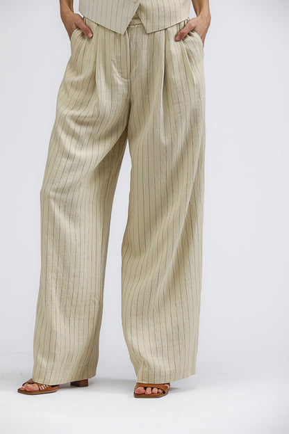 Wide Leg Pinstripe Pants