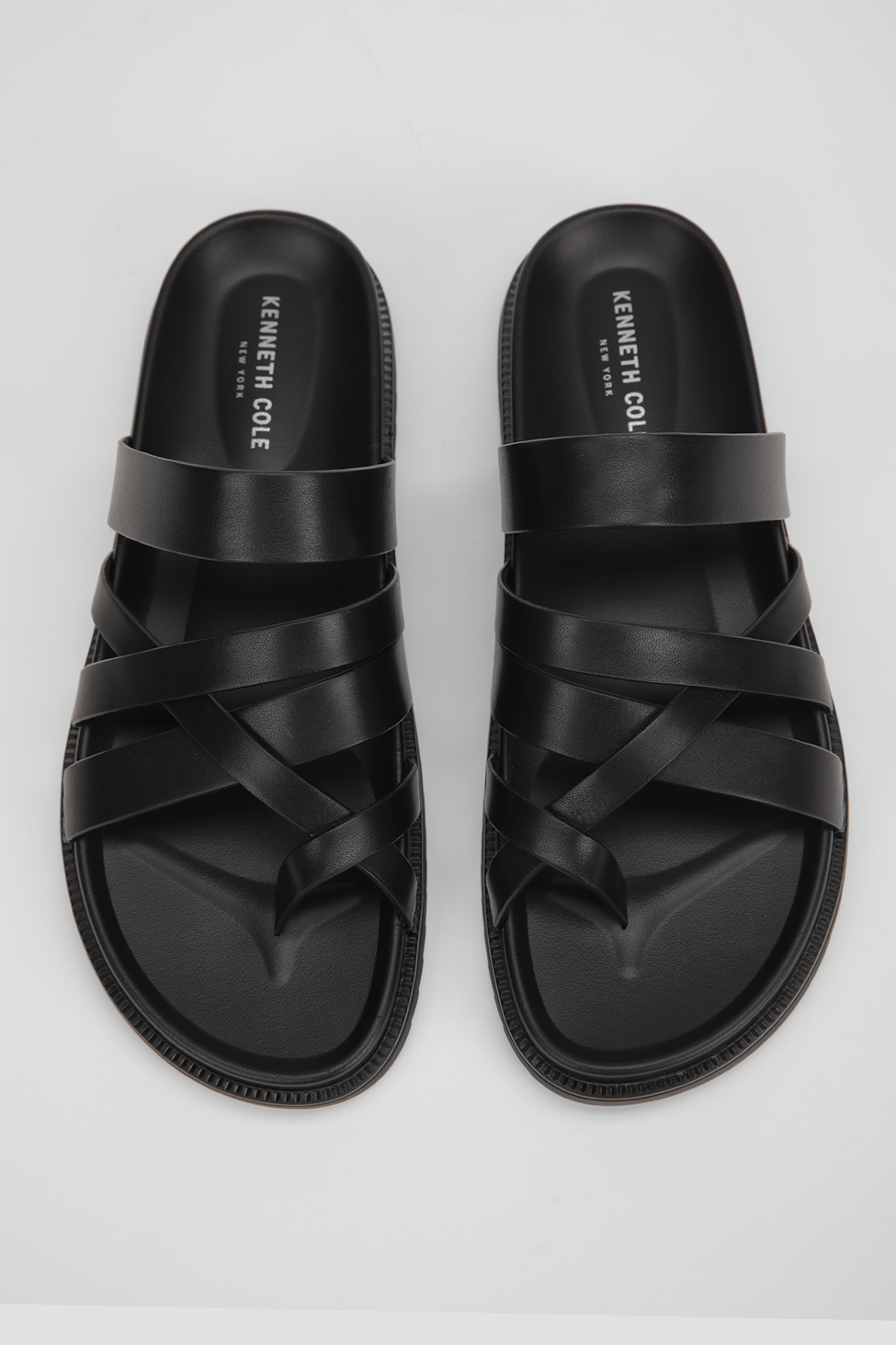 Leather Cross Strap Slides