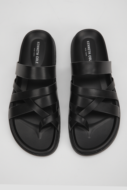 Leather Cross Strap Slides