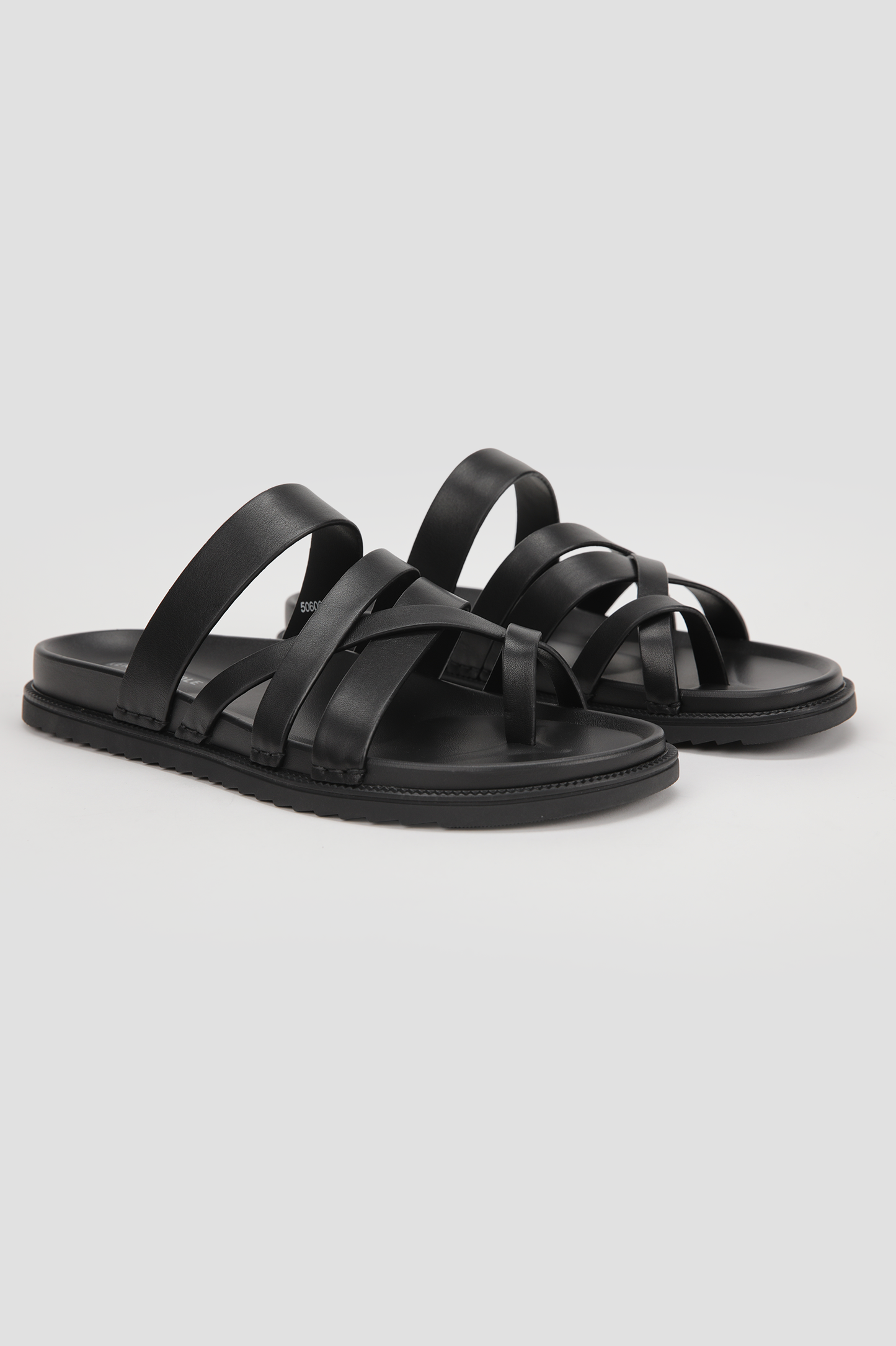 Leather Cross Strap Slides