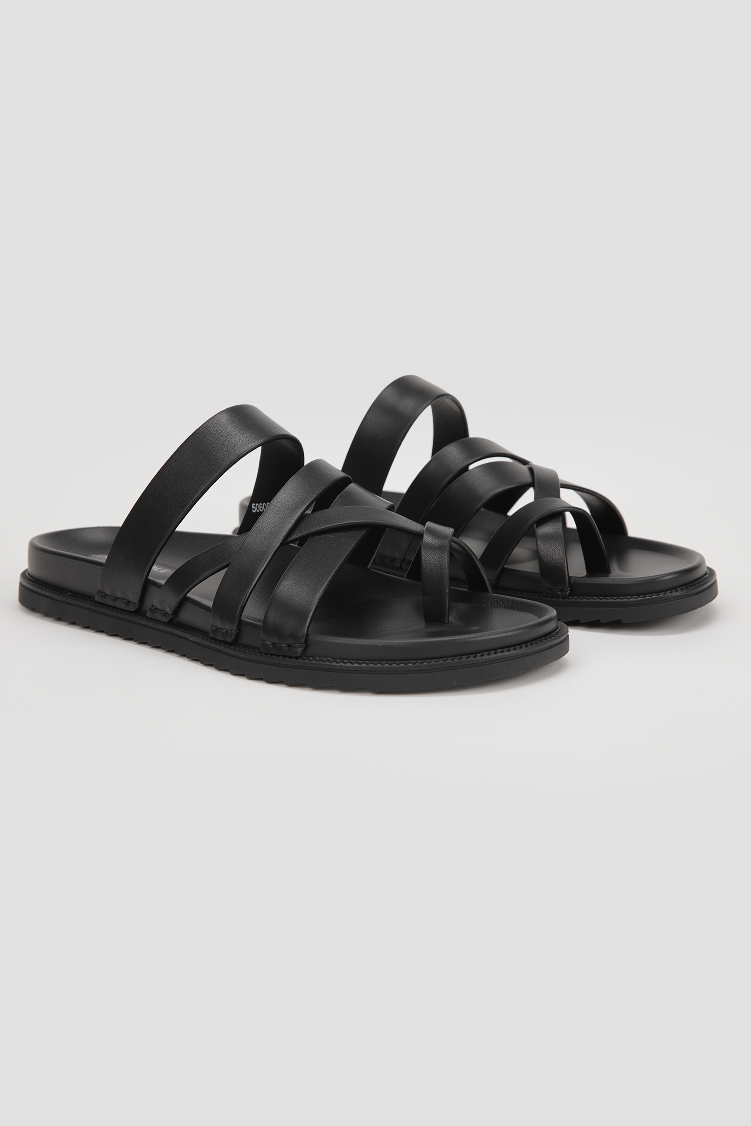 Leather Cross Strap Slides