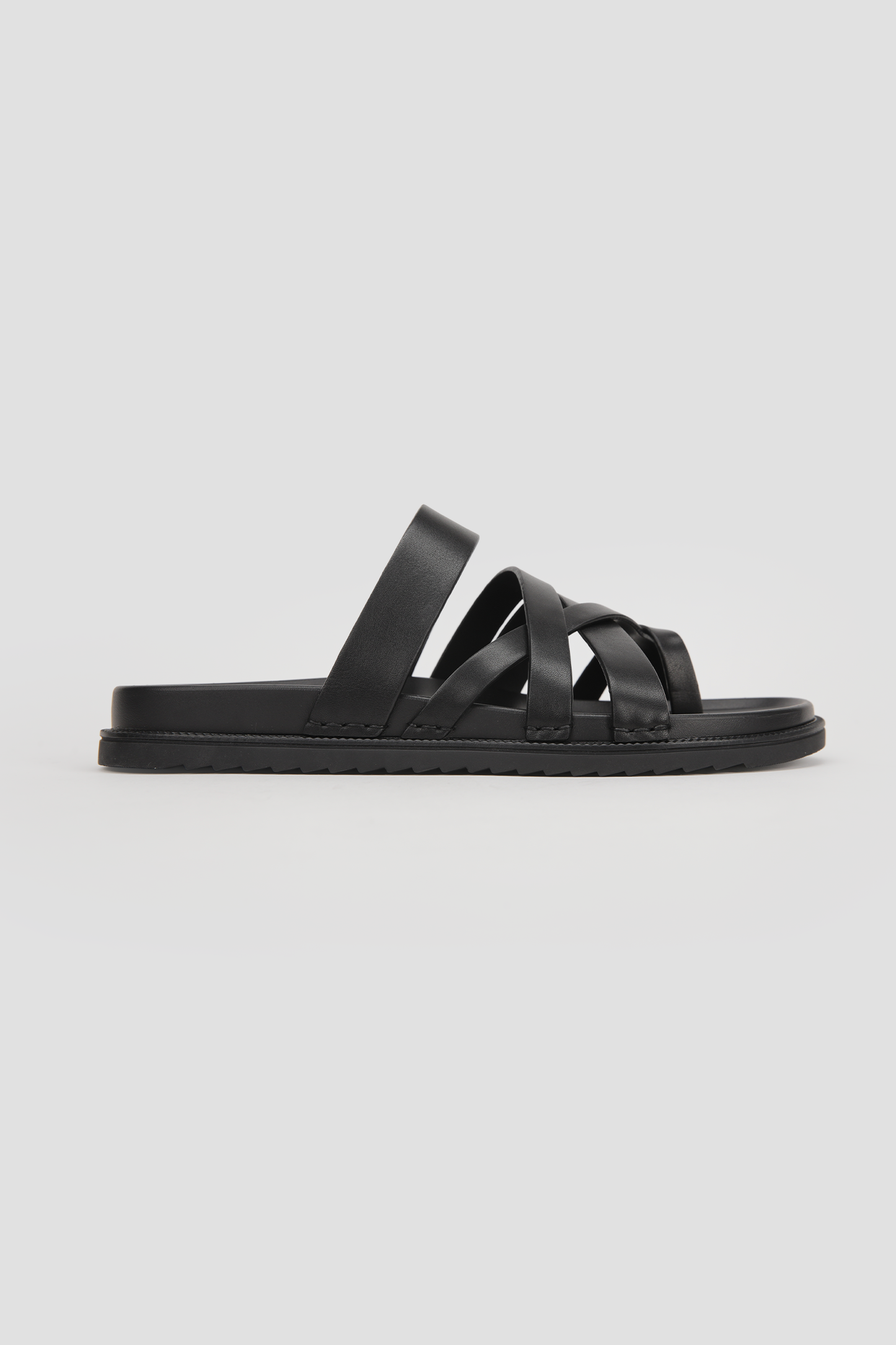 Leather Cross Strap Slides