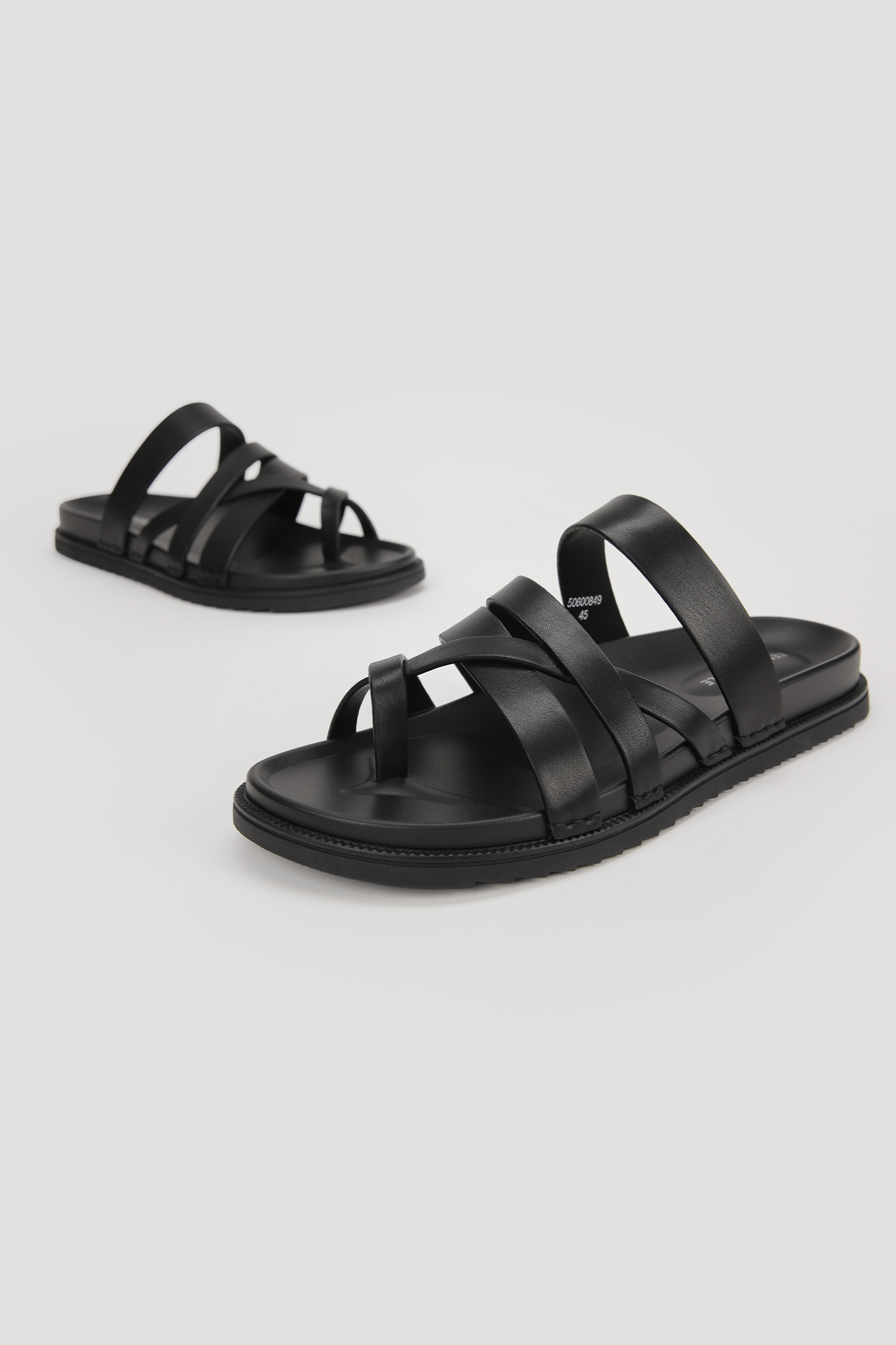 Leather Cross Strap Slides