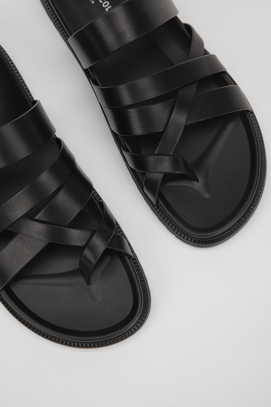 Leather Cross Strap Slides