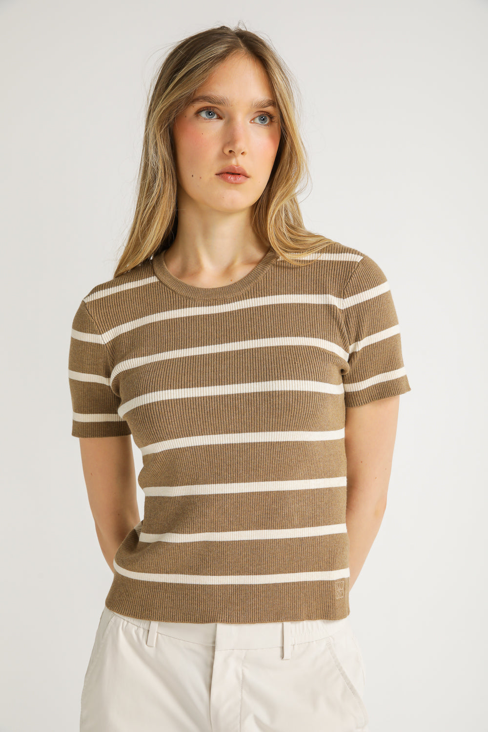 Striped Rib Knit Tee