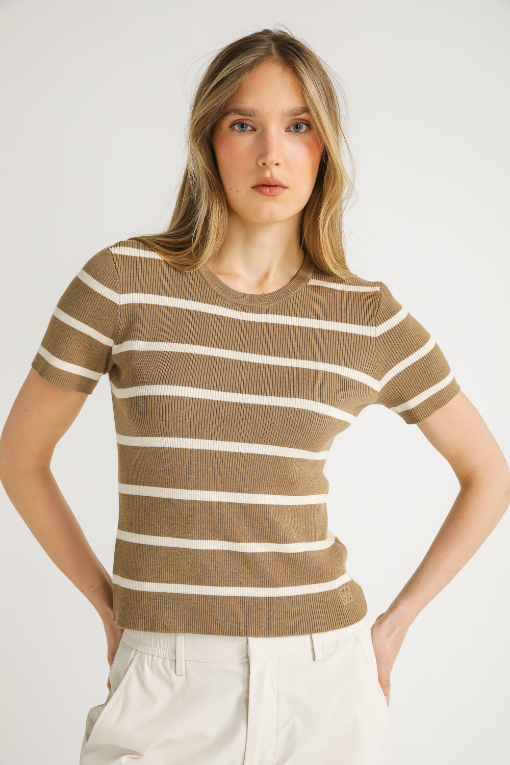 Striped Rib Knit Tee