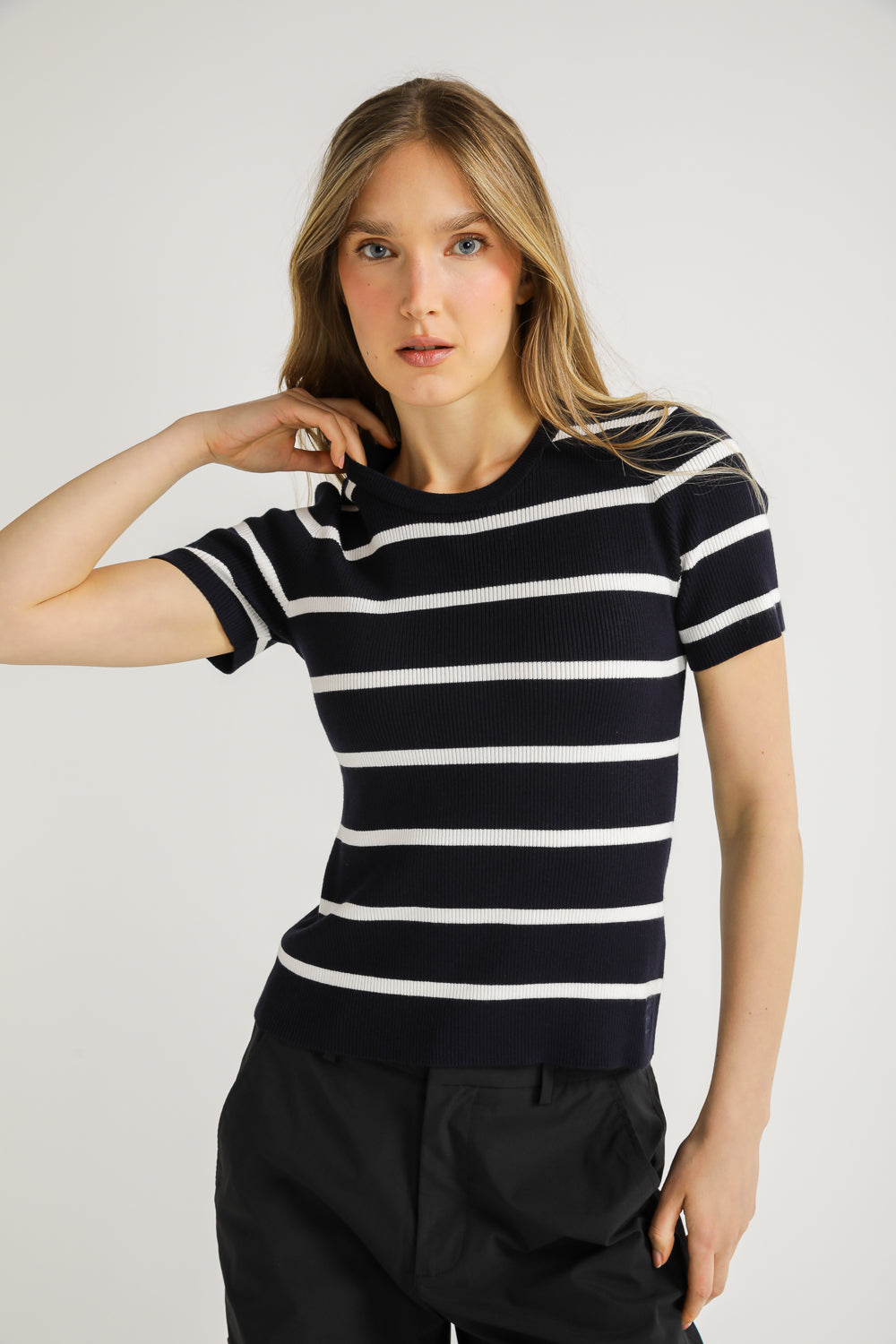 Striped Rib Knit Tee