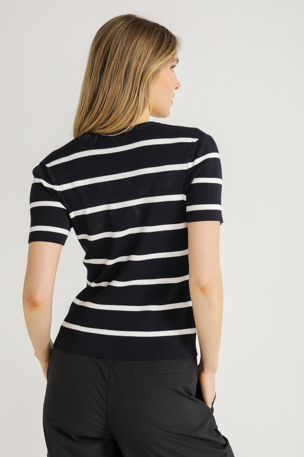 Striped Rib Knit Tee