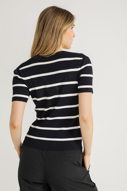 Striped Rib Knit Tee