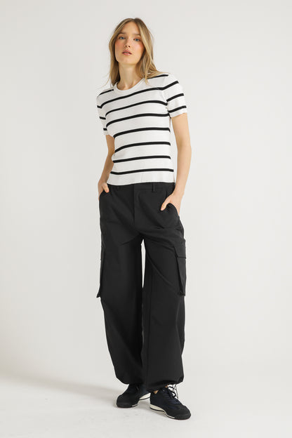Striped Rib Knit Tee