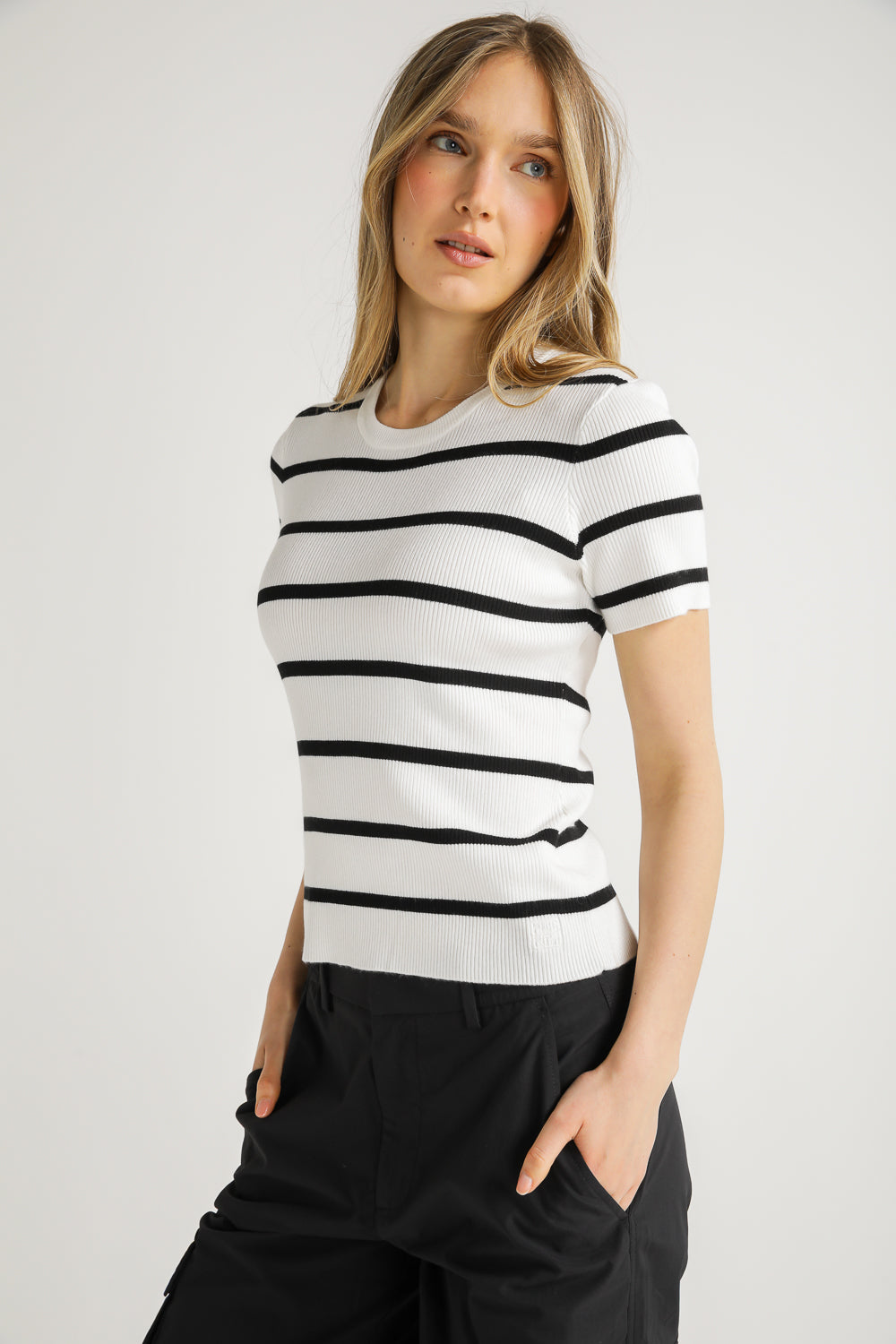 Striped Rib Knit Tee